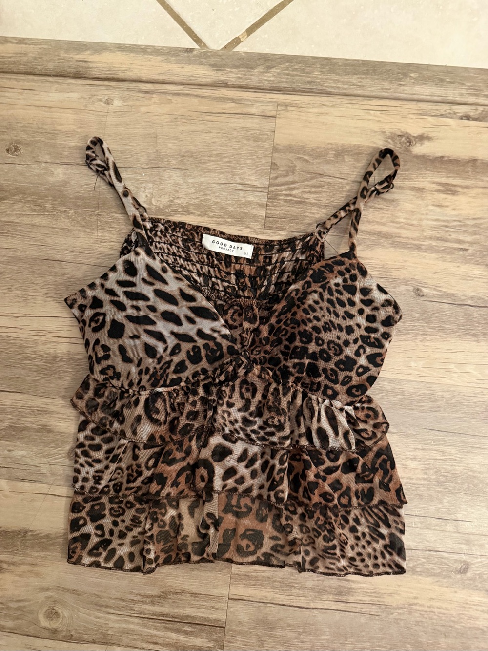 Good Days Project Leopard Print Ruffle Cami - Brown & Black